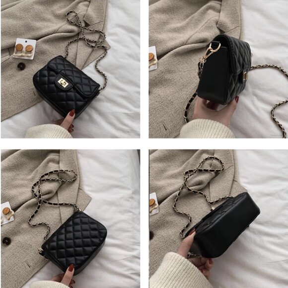 Chic PU Leather Chain Flap Satchel /Multiple colors available/3 Sizes - Picture 8 of 12